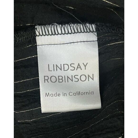 Lindsay Robinson Black Gold Lurex Valley Midi Dress Pocket Scoop Back Size Small - Picture 9 of 10